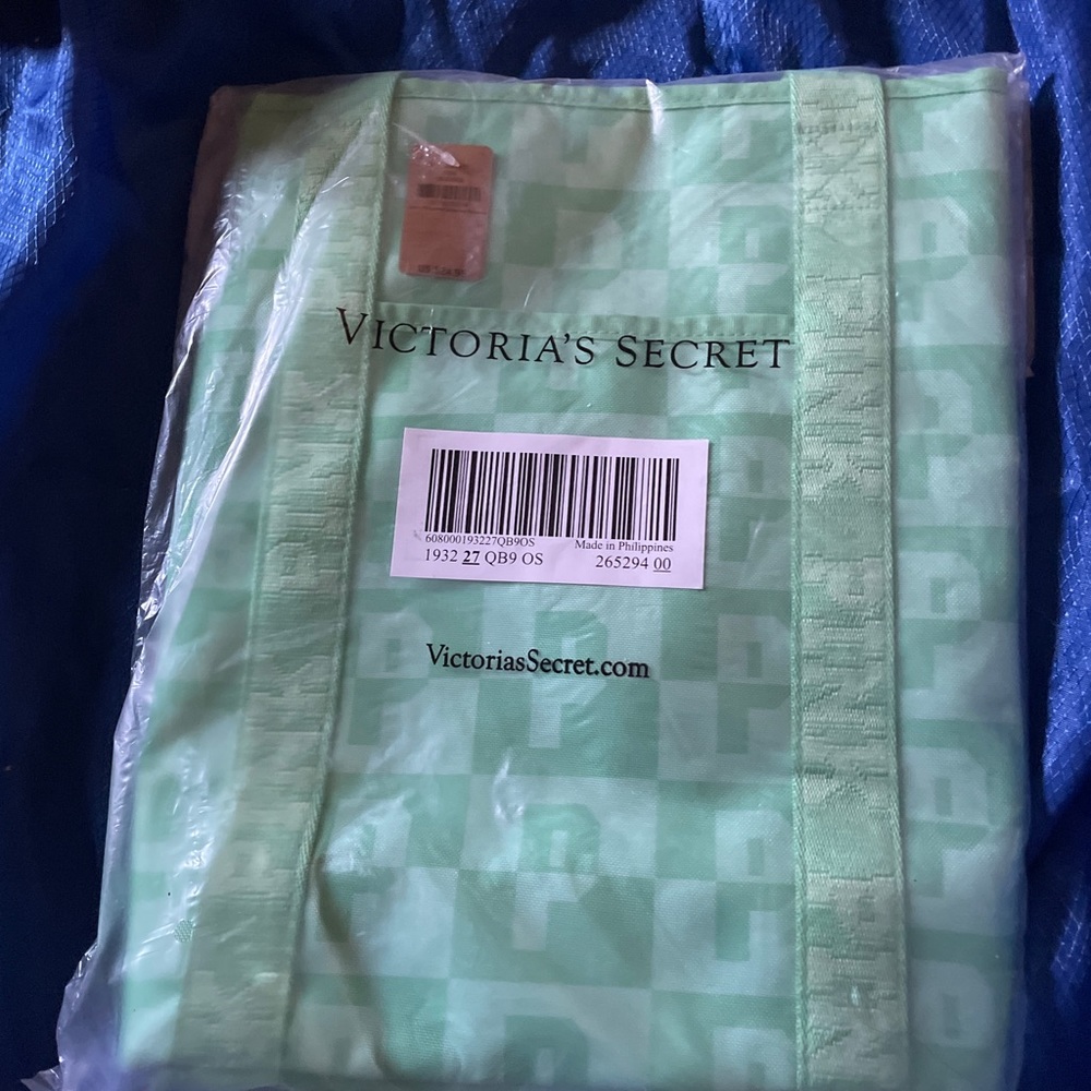 Pink green tote